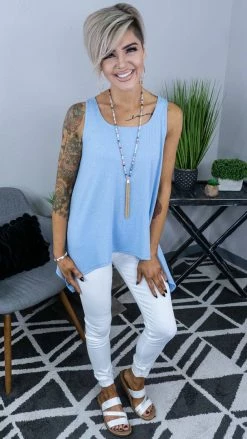 The ZigZag Stripe TOPS & TUNICS Blue Concert Vibes Tank [NO RETURNS]