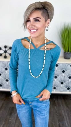 The ZigZag Stripe Blue Daring Beauty Top TOPS & TUNICS