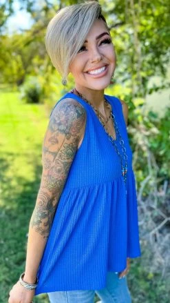 The ZigZag Stripe TOPS & TUNICS Blue Enhanced View Top