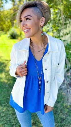 The ZigZag Stripe TOPS & TUNICS Blue Enhanced View Top