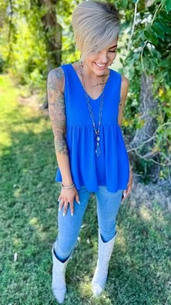 The ZigZag Stripe TOPS & TUNICS Blue Enhanced View Top