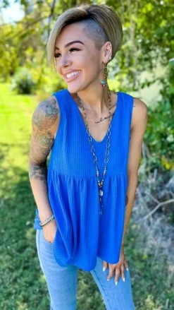 The ZigZag Stripe TOPS & TUNICS Blue Enhanced View Top