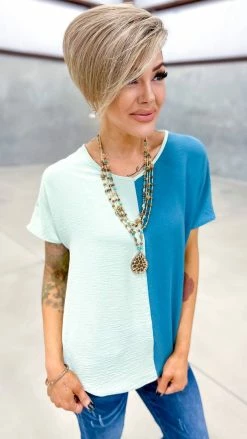 The ZigZag Stripe Blue Fashion Craze Top [NO RETURNS]