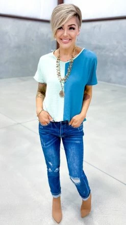 The ZigZag Stripe Blue Fashion Craze Top [NO RETURNS]