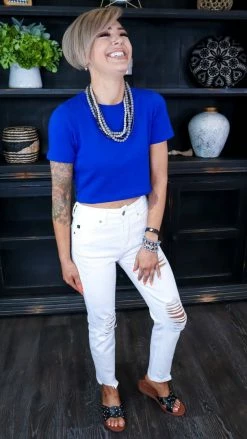 Zenana TOPS & TUNICS Blue Friendly Retreat Top [NO RETURNS]