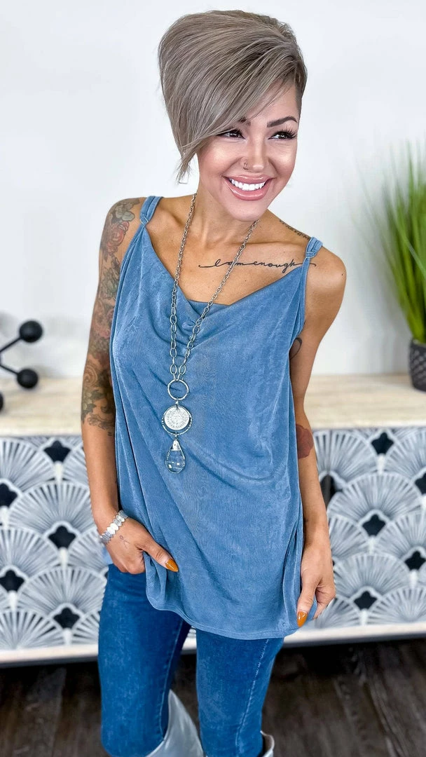 The ZigZag Stripe TOPS & TUNICS Blue Glam Gal Tank