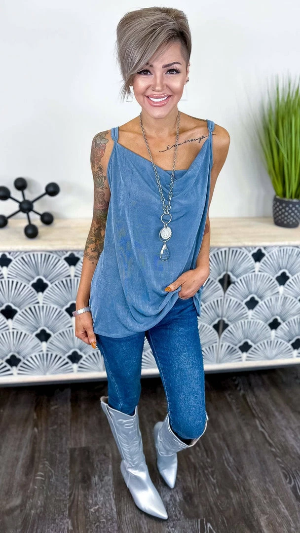 The ZigZag Stripe TOPS & TUNICS Blue Glam Gal Tank