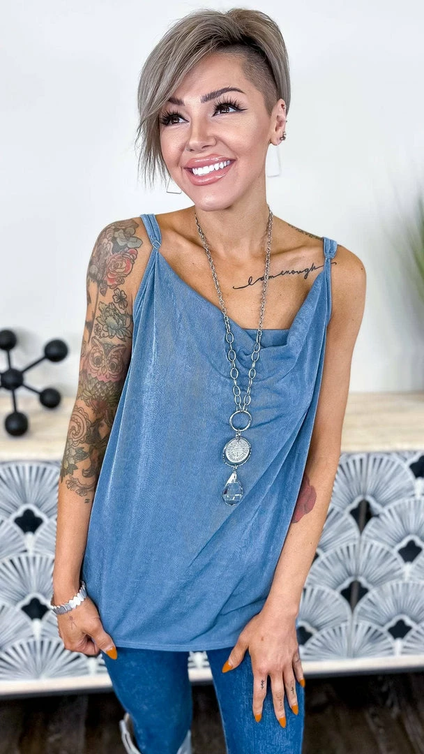 The ZigZag Stripe TOPS & TUNICS Blue Glam Gal Tank