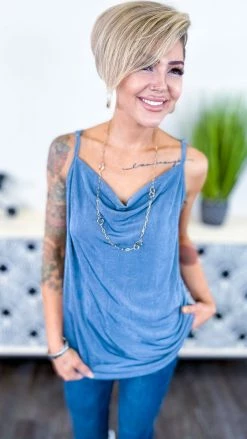 The ZigZag Stripe TOPS & TUNICS Blue Glam Gal Tank