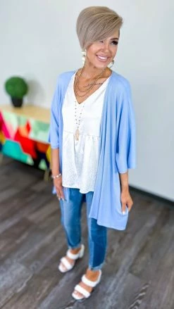 The ZigZag Stripe Blue Gravitating Love Cardigan OUTERWEAR