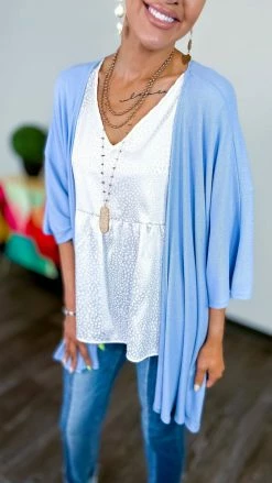 The ZigZag Stripe Blue Gravitating Love Cardigan OUTERWEAR