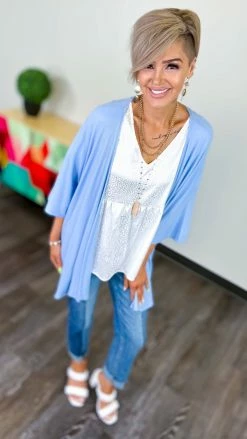 The ZigZag Stripe Blue Gravitating Love Cardigan OUTERWEAR