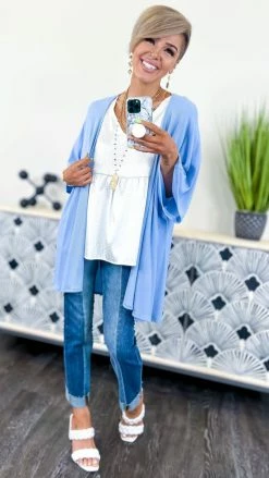 The ZigZag Stripe Blue Gravitating Love Cardigan OUTERWEAR