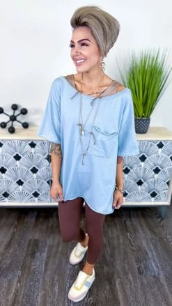 The ZigZag Stripe TOPS & TUNICS Blue Longing To Lounge Top [NO RETURNS]