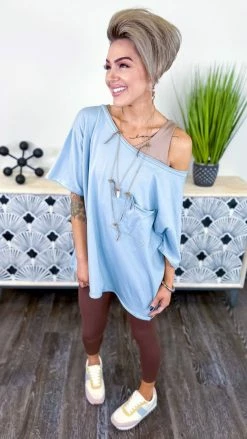 The ZigZag Stripe TOPS & TUNICS Blue Longing To Lounge Top [NO RETURNS]