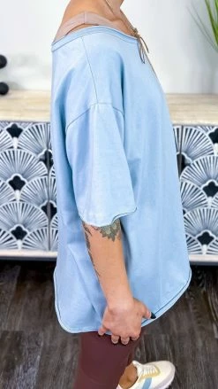 The ZigZag Stripe TOPS & TUNICS Blue Longing To Lounge Top [NO RETURNS]