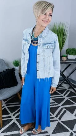 The ZigZag Stripe Blue Modern Style Jumpsuit [NO RETURNS] JUMPSUITS & ROMPERS