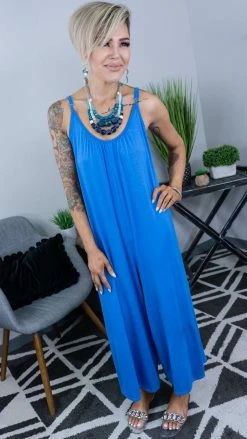 The ZigZag Stripe Blue Modern Style Jumpsuit [NO RETURNS] JUMPSUITS & ROMPERS