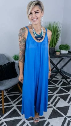 The ZigZag Stripe Blue Modern Style Jumpsuit [NO RETURNS] JUMPSUITS & ROMPERS