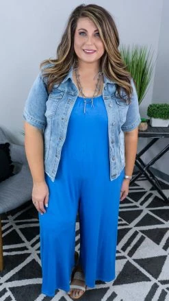The ZigZag Stripe Blue Modern Style Jumpsuit [NO RETURNS] JUMPSUITS & ROMPERS