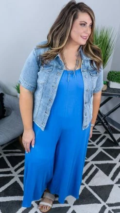 The ZigZag Stripe Blue Modern Style Jumpsuit [NO RETURNS] JUMPSUITS & ROMPERS