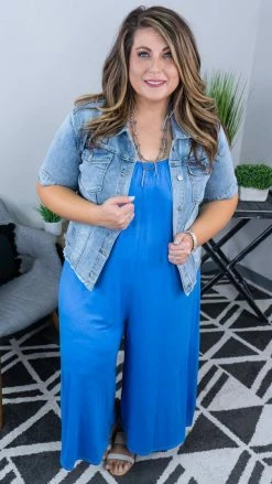 The ZigZag Stripe Blue Modern Style Jumpsuit [NO RETURNS] JUMPSUITS & ROMPERS