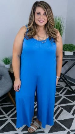 The ZigZag Stripe Blue Modern Style Jumpsuit [NO RETURNS] JUMPSUITS & ROMPERS