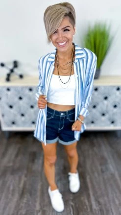 The ZigZag Stripe Blue Passing By Top