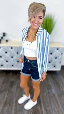 The ZigZag Stripe Blue Passing By Top