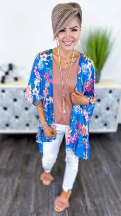 Umgee OUTERWEAR Blue Pretty And Proper Cardigan