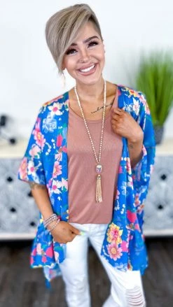 Umgee OUTERWEAR Blue Pretty And Proper Cardigan