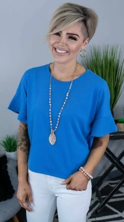 The ZigZag Stripe Blue Satisfy Me Top [NO RETURNS]