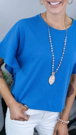 The ZigZag Stripe Blue Satisfy Me Top [NO RETURNS]