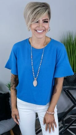 The ZigZag Stripe Blue Satisfy Me Top [NO RETURNS]