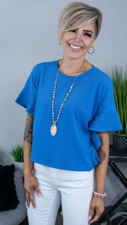 The ZigZag Stripe Blue Satisfy Me Top [NO RETURNS]