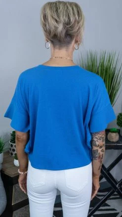 The ZigZag Stripe Blue Satisfy Me Top [NO RETURNS]