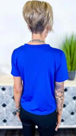 The ZigZag Stripe TOPS & TUNICS Blue Sequin Sensation Top