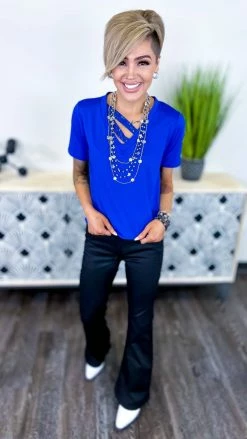 The ZigZag Stripe TOPS & TUNICS Blue Sequin Sensation Top