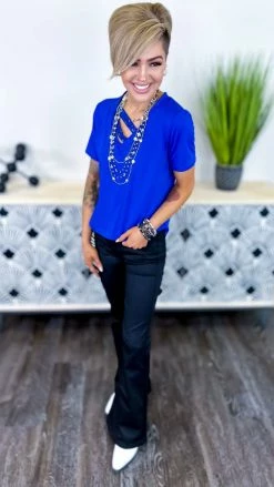 The ZigZag Stripe TOPS & TUNICS Blue Sequin Sensation Top