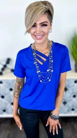 The ZigZag Stripe TOPS & TUNICS Blue Sequin Sensation Top