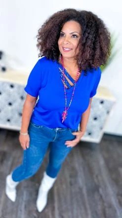 The ZigZag Stripe TOPS & TUNICS Blue Sequin Sensation Top