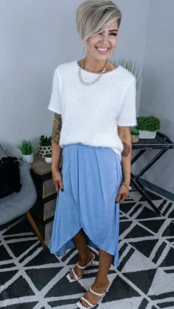 The ZigZag Stripe Blue Simple Beauty Skirt [NO RETURNS] Skirts