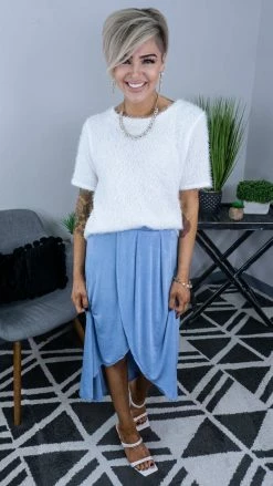 The ZigZag Stripe Blue Simple Beauty Skirt [NO RETURNS] Skirts