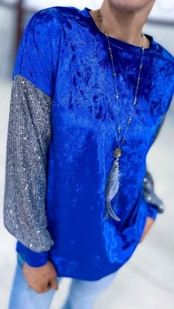 The ZigZag Stripe Blue Sparklers & Spritzers Top