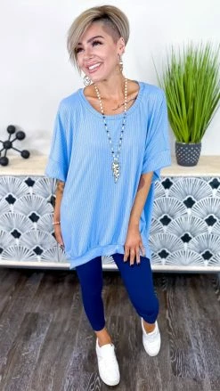 The ZigZag Stripe Blue Still Got Time Top