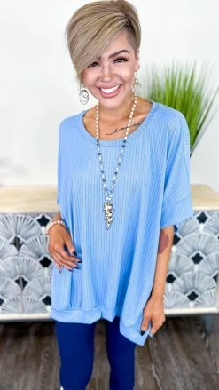 The ZigZag Stripe Blue Still Got Time Top