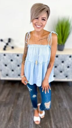 The ZigZag Stripe Blue Sunny Forecast Tank [NO RETURNS]