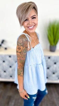 The ZigZag Stripe Blue Sunny Forecast Tank [NO RETURNS]