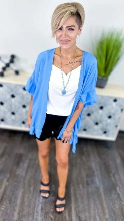 The ZigZag Stripe Blue Take Chances Cardigan OUTERWEAR