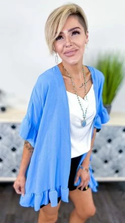 The ZigZag Stripe Blue Take Chances Cardigan OUTERWEAR